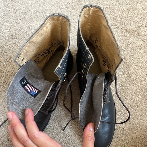 Beautiful Vintage Grey Gray Mid Calf Laceup Leather Doc Style Moto Riding Boots - Picture 7 of 11